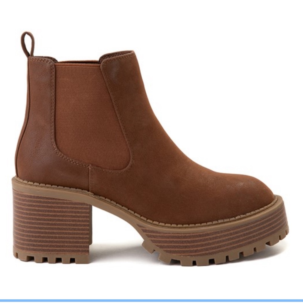 MIA Chestnut Brown Lug Sole Chelsea Booties
